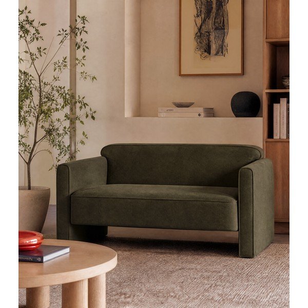 Canapea verde cu tapițerie din catifea 140 cm Abby – Micadoni -image-1