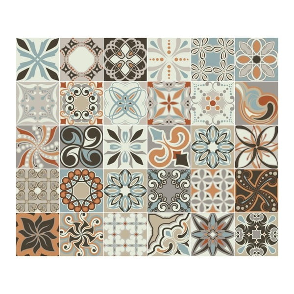 Set 30 autocolante de perete Ambiance Cement Tiles Bali, 10 x 10 cm-image-2