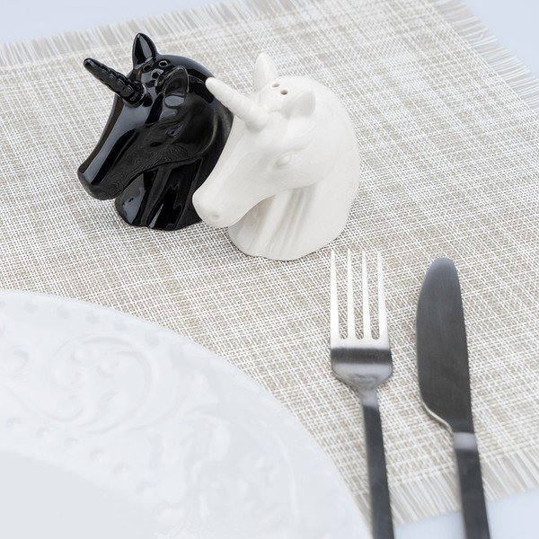 Solniță și piperniță din ceramică Balvi, alb-negru-image-1