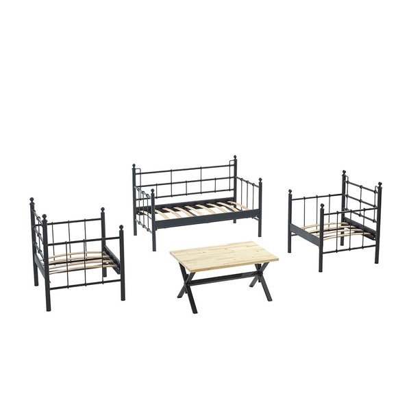 Set mobilier de grădină negru/gri închis pentru patru persoane Lalas – Floriane Garden-image-2