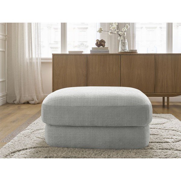 Taburet gri deschis cu tapițerie din chenille Leonore – Bobochic Paris-image-3