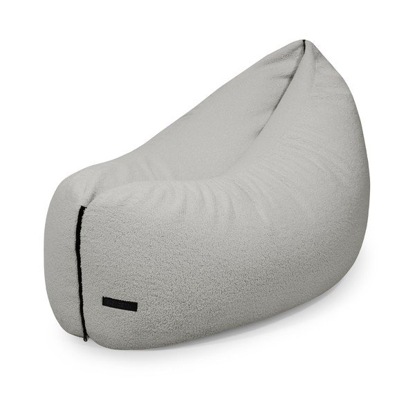 Fotoliu puf pentru copii gri deschis cu tapițerie din țesătură bouclé Clip Clap 115 – SLOWDOWN