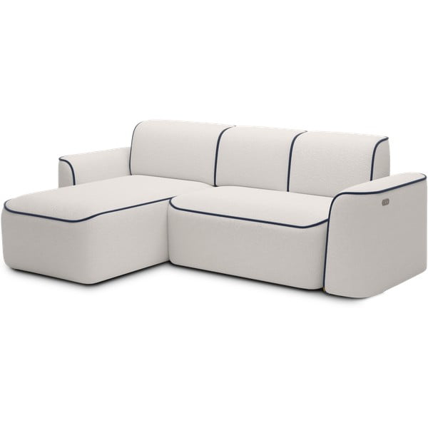 Colțar albastru/crem cu tapițerie din țesătură bouclé (cu colț pe partea stângă/cu șezlong) Ume – ELTAP-image-2