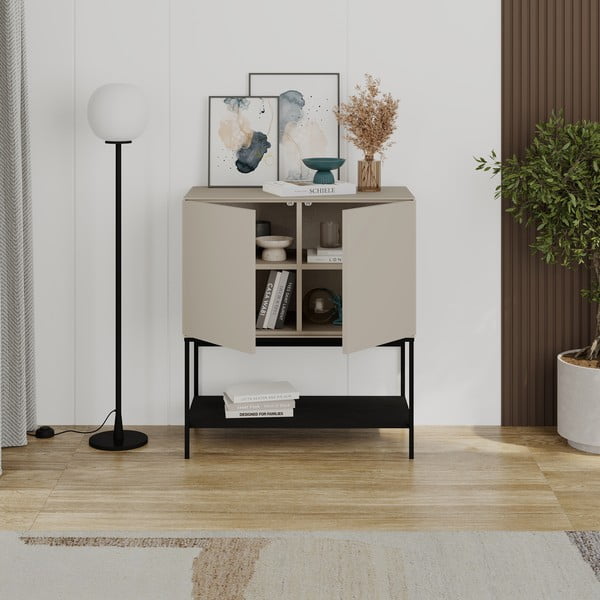 Dulap negru/crem 80x90x40 cm Amira – Marckeric-image-2