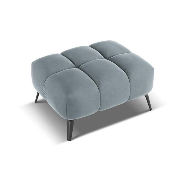 Taburet albastru deschis cu tapițerie din catifea Nalu – Makamii-image-3