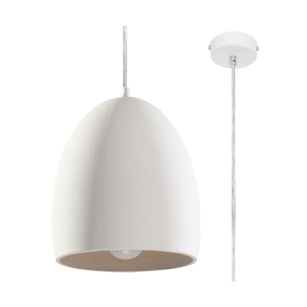Lustră albă cu abajur din ceramică ø 30 cm Fonsie – Nice Lamps