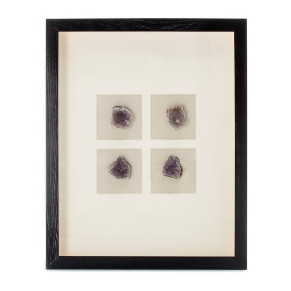 Decorațiune de perete în ramă cu 4 minerale violete Vivorum Mineral, 51,5 x 41,5 cm 