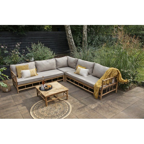 Set mobilier din lemn de bambus pentru grădină Exotan, de colț-image-1