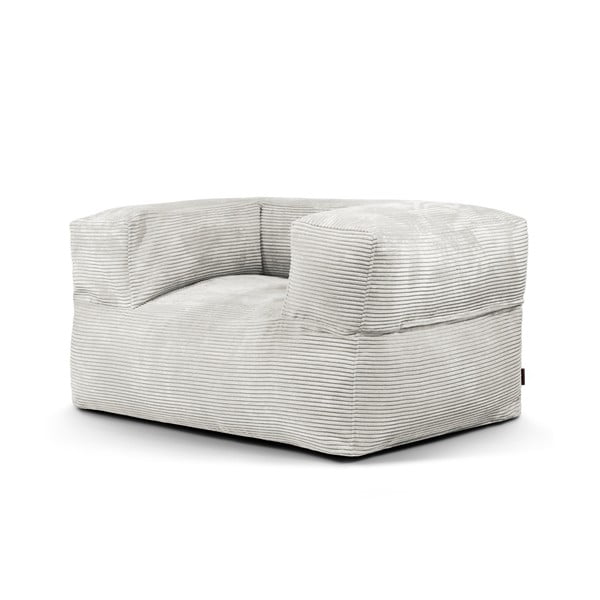 Fotoliu bean bag crem cu tapițerie din catifea reiată MooG – SLOWDOWN
