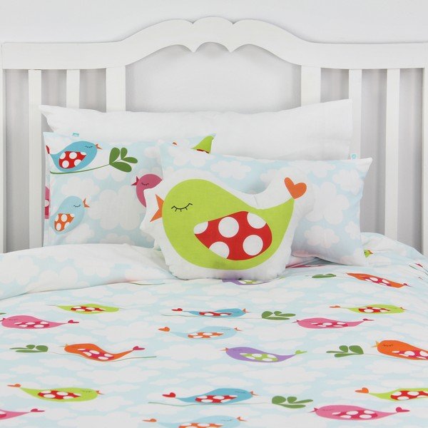 Husă pilotă și pernă din bumbac pentru copii Mr. Fox Little Birds, 140 x 200 cm-image-4