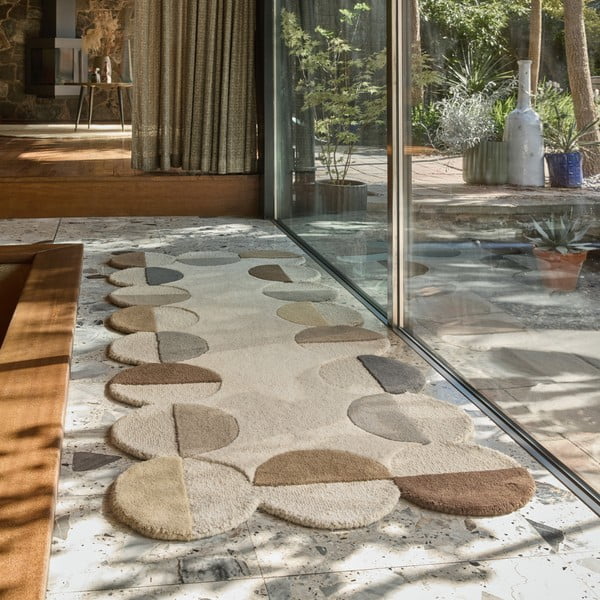 Covor tip traversă grej țesut manual din lână 80x230 cm Mia Scallop Frame – Flair Rugs-image-1