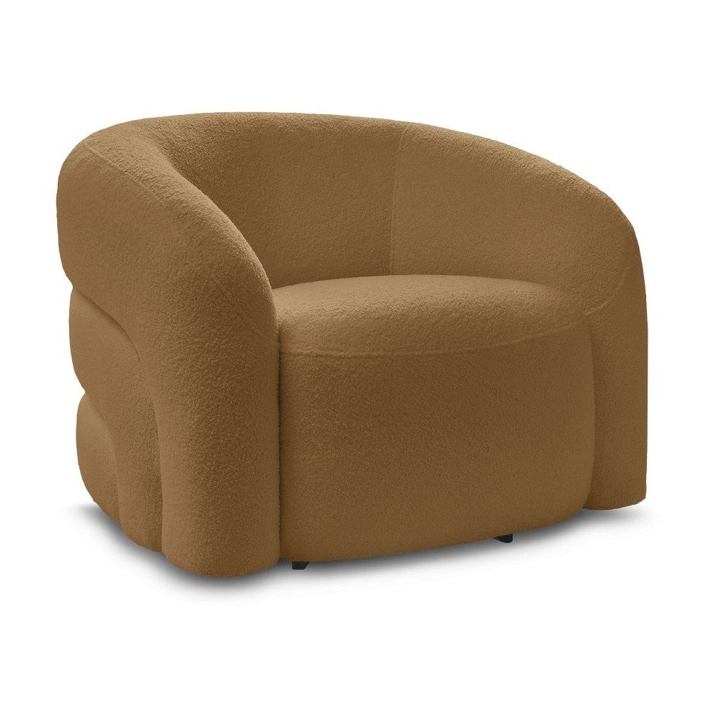 Fotoliu galben muÈu0099tar pivotant cu tapiÈu009Berie din Èu009BesÄu0083turÄbouclÃ© Elina âu0080Bobochic Paris