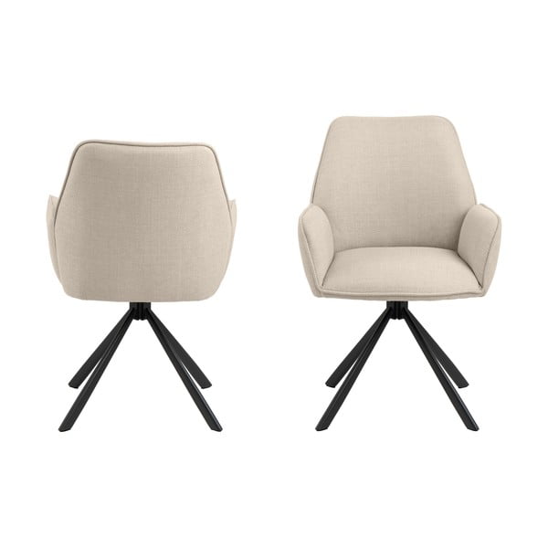 Set de scaune de sufragerie bej cu cotiere 2 buc. tapițat Glenda – Actona-image-2