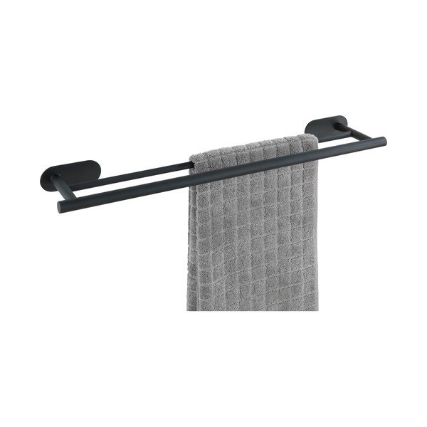 Suport dublu de perete pentru prosoape din oțel inoxidabil Wenko Orea Rail Duo Turbo-Loc®, negru mat-image-3