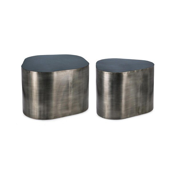 Măsuțe de cafea gri-antracit 2 buc. din metal 59x60 cm Kalinda – Bizzotto