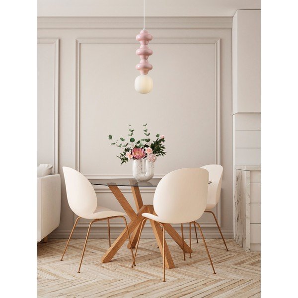 Lustră albă/roz-deschis din ceramică cu abajur din sticlă ø 18 cm Clio – Nova Luce-image-2