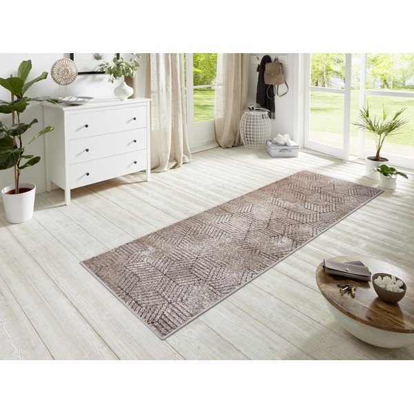 Covor tip traversă Hanse Home Lux Polygon, 70x200 cm, maro-image-1