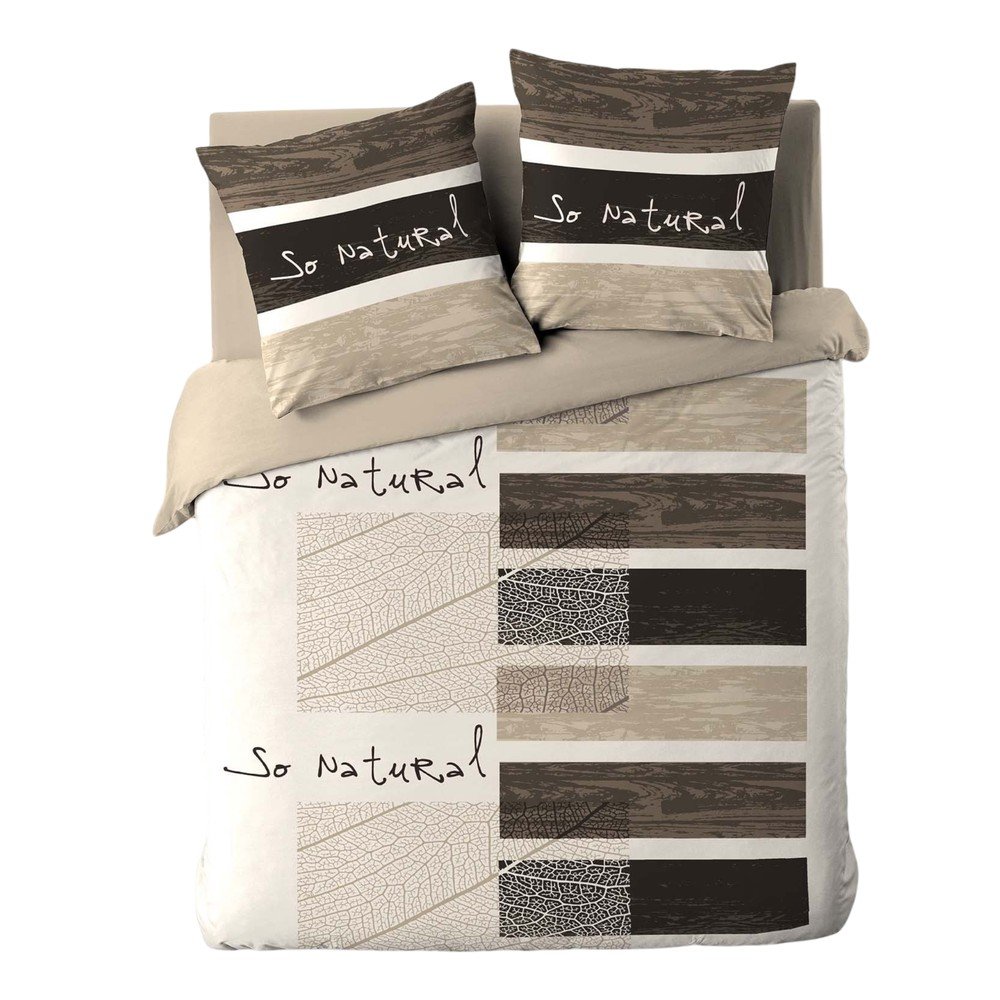 Lenjerie de pat maro din bumbac pentru pat dublu 200x200 cm So Natural âu0080douceur d'intÃ©rieur