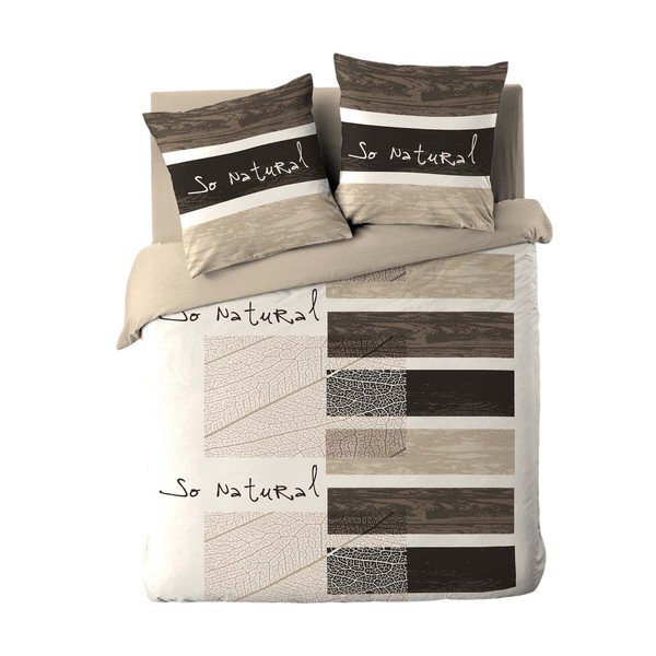 Lenjerie de pat maro din bumbac pentru pat dublu/extinsă cu 3 piese 260x240 cm So Natural – douceur d'intérieur