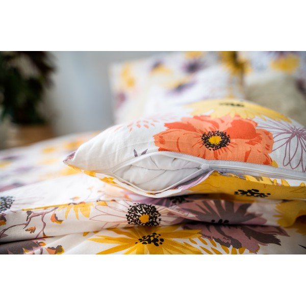 Lenjerie de pat galbenă/albă din bumbac pentru pat de o persoană 140x200 cm LP Dita Daisy – Cotton House-image-2