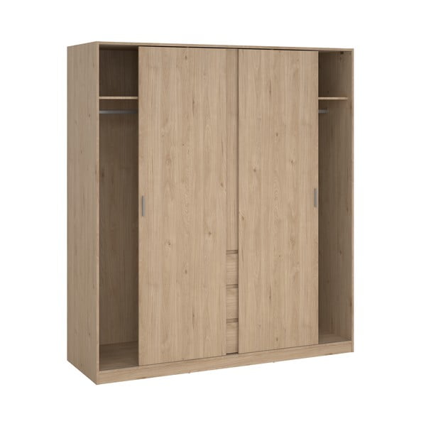 Șifonier în culoare naturală cu aspect de lemn de stejar cu ușă glisantă 177x200x60 cm Naia – Tvilum-image-3