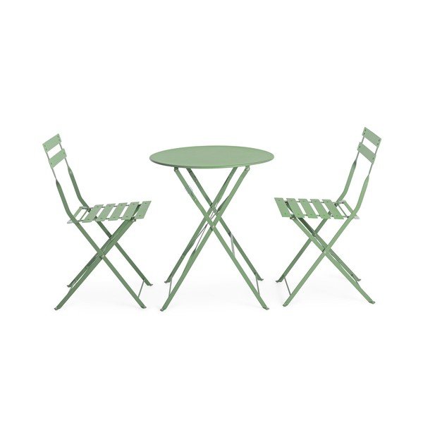 Set de dining pentru grădină verde salvie din oțel pentru 2 persoane Austin – Bizzotto