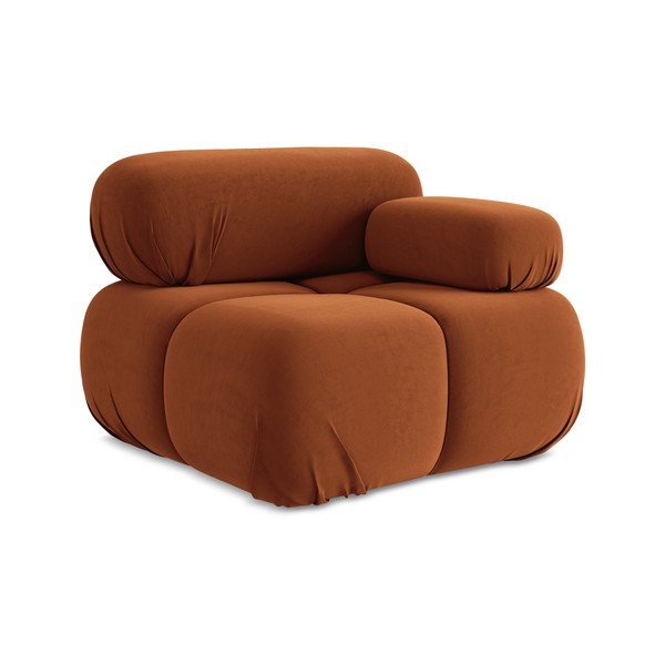 Modul pentru canapea modulară portocaliu cu tapițerie din catifea (cu colț pe partea dreaptă) Lokua – Makamii-image-1