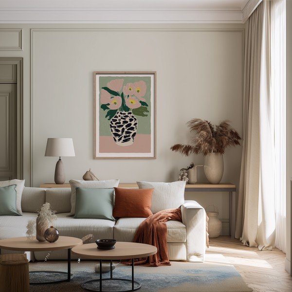 Tablou cu ramă imprimat 50x70 cm Spotted Vase – Styler-image-1