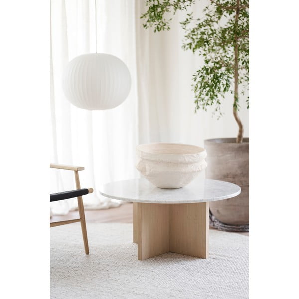 Măsuță de cafea albă/în culoare naturală rotundă din marmură 90x90 cm Brooksville - Rowico-image-2