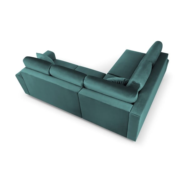 Colțar petrol extensibil, cu spațiu de depozitare cu tapițerie din catifea (cu colț pe partea stângă, în formă de ”L”) Kyoto – Cosmopolitan Design-image-4