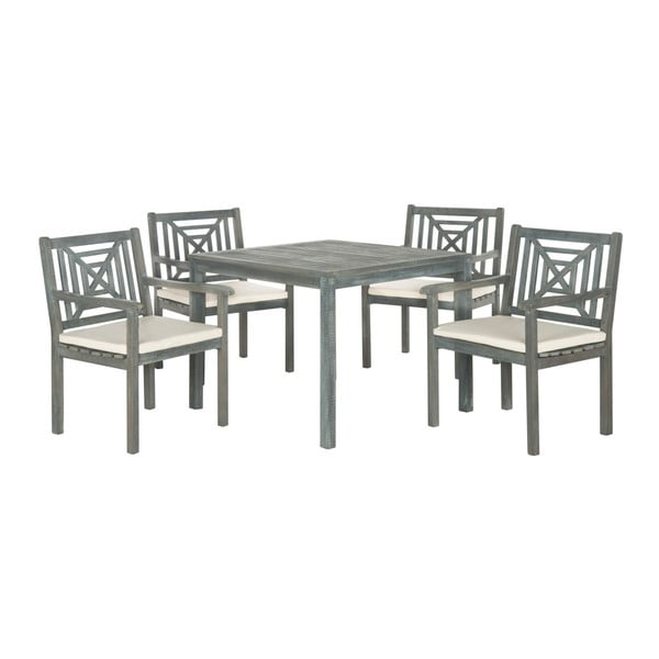 Set masă pentru grădină și scaune din lemn de acacia Safavieh Riva, gri