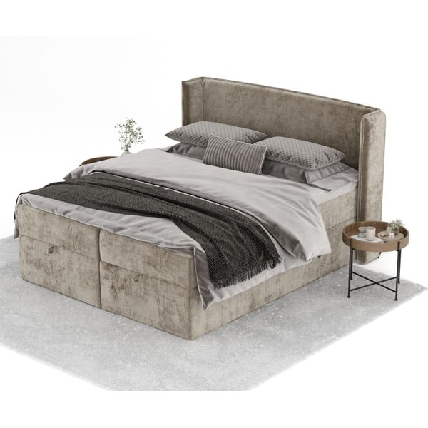 Pat boxspring bej cu spațiu de depozitare 180x200 cm Passion – Maison de Rêve-image-2