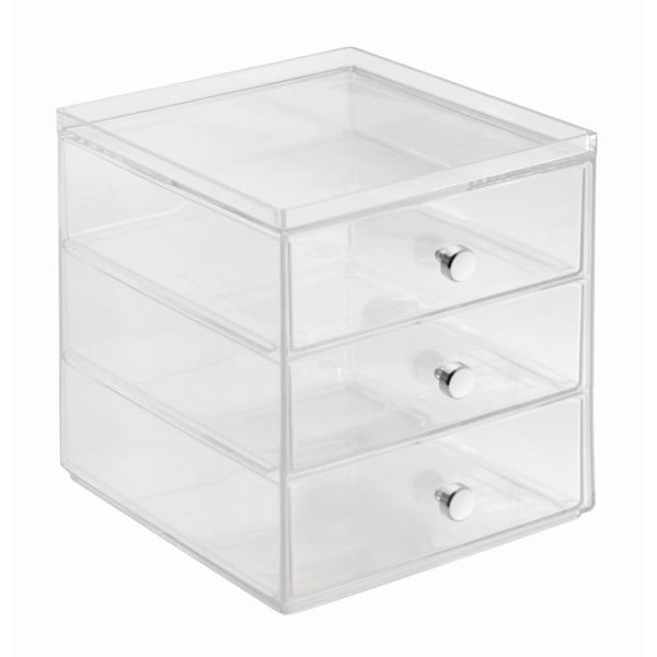 Organizator transparent cu 3 sertare iDesign Drawers, înălțime 18 cm-image-2