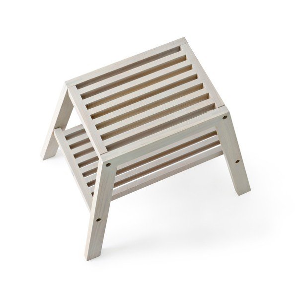 Scaun din lemn de stejar Wireworks Slatted Stool, gri-image-3