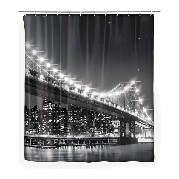 Perdea duș cu LED Wenko Led Brooklyn Bridge, 180 x 200 cm, gri