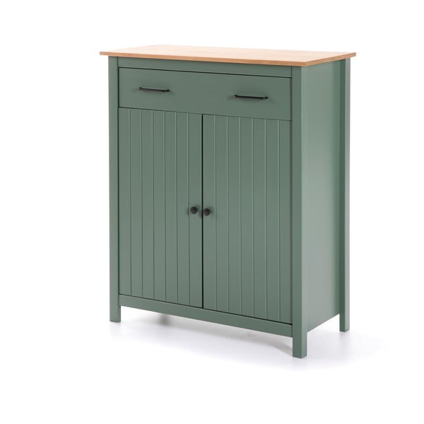Comodă verde/în culoare naturală înaltă din lemn masiv de pin 90x110 cm Miranda – Marckeric-image-2