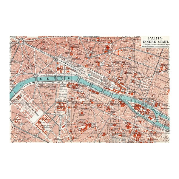 Tablou Homemania Maps Paris, 70 x 100 cm
