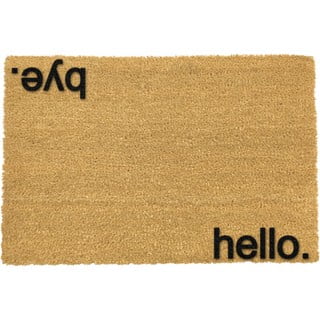 Covoraș intrare din fibre de cocos Artsy Doormats Hello, Bye, 40 x 60 cm, negru