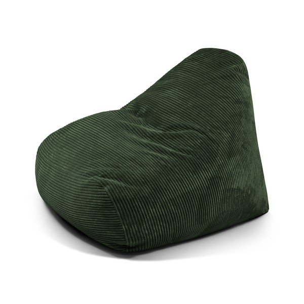 Fotoliu bean bag verde cu tapițerie din catifea reiată Snug 100 – SLOWDOWN