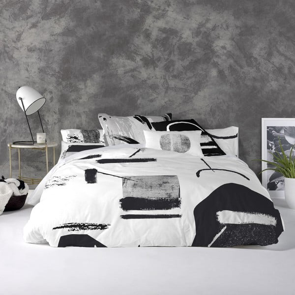 Husă din bumbac pentru pilotă Blanc Shapes, 200 x 200 cm-image-1