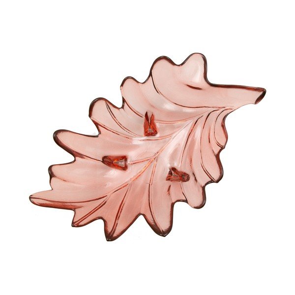 Bol din sticlă reciclată Mauro Ferretti Leaf, 33 x 20 cm, roz-image-3