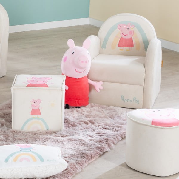 Fotoliu de copii alb cu tapițerie din catifea Peppa Pig – Roba-image-4