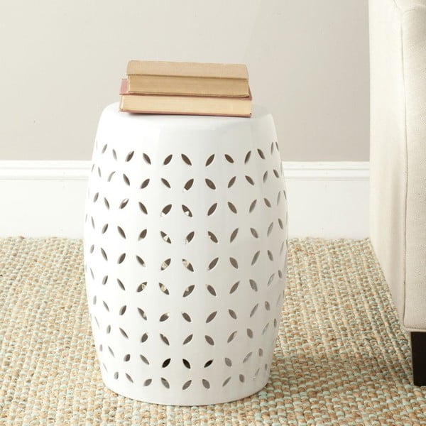 Măsuță din ceramică adecvată pentru exterior Safavieh Lattice Petal, ø 33 cm, alb-image-1