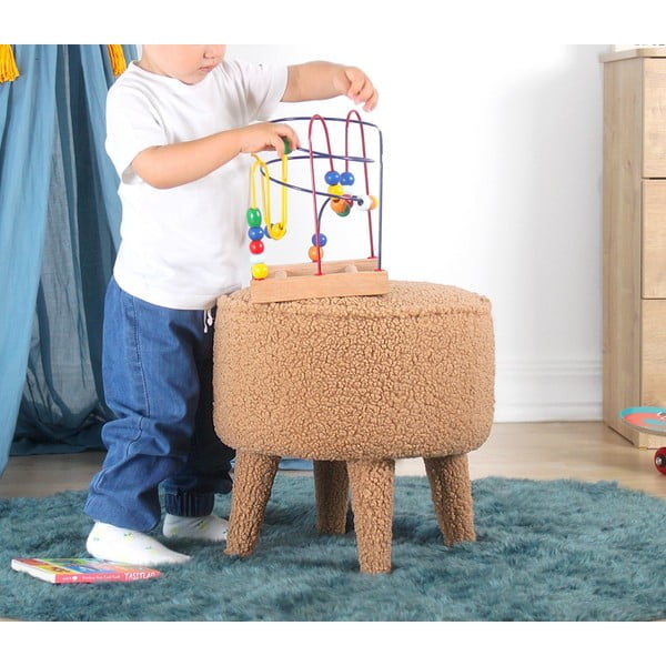 Puf de copii maro cu tapițerie din stofă bouclé Moouv – Artie-image-4
