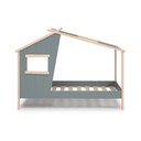 Pat pentru copii  verde prăfuit de tip casă din lemn de pin cu somieră 90x190 cm Luba – Marckeric