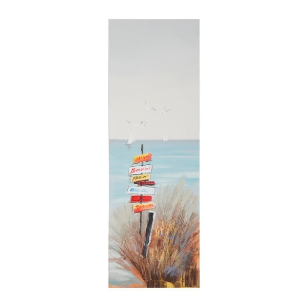 Tablou pictat manual cu ramă din lemn de pin Mauro Ferretti Beach Signpost, 30 x 90 cm