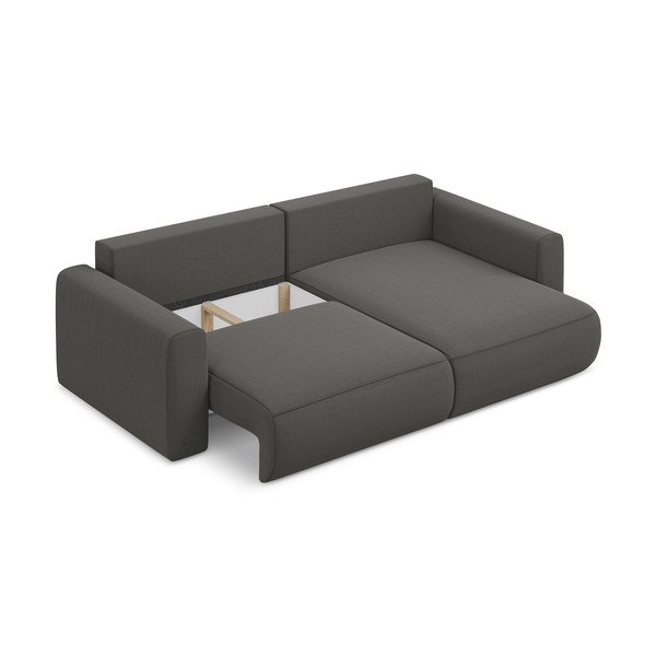 Colțar gri închis extensibil/cu spațiu de depozitare cu tapițerie din catifea (cu colț pe partea dreaptă/cu șezlong) Kapua – Makamii-image-3