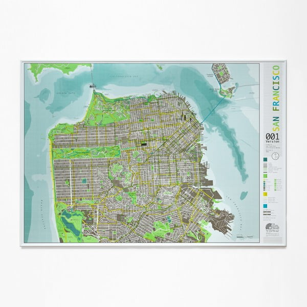 Hartă San Francisco Street Map, 100 x 70 cm, verde