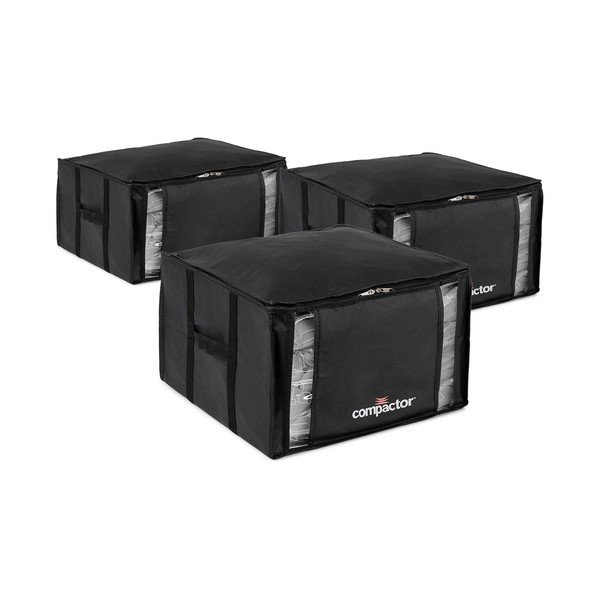 Cutii de depozitare negre 3 buc. din plastic cu vacuum 42x40x25 cm Black Edition – Compactor-image-2