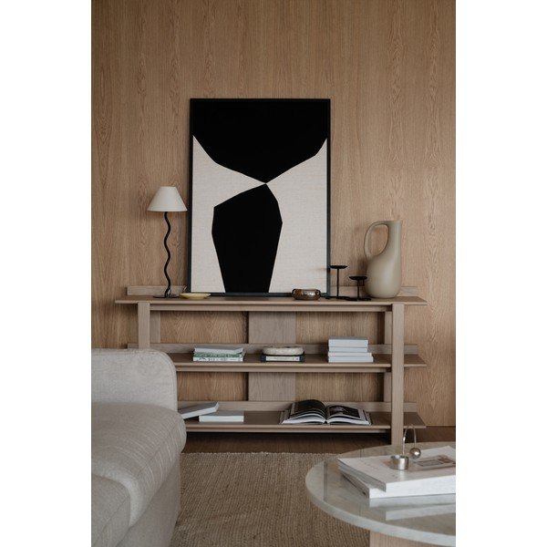 Masă consolă în culoare naturală deschisă cu blat cu aspect de lemn de stejar 43x150 cm Kilian – Rowico-image-3